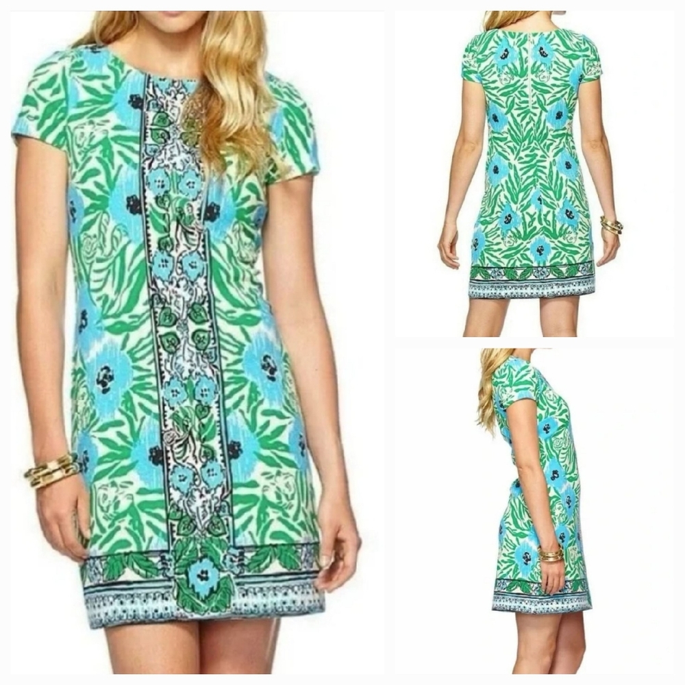 Lilly Pulitzer Layton Dress Sea Oat Ikatty Engineered Size Large